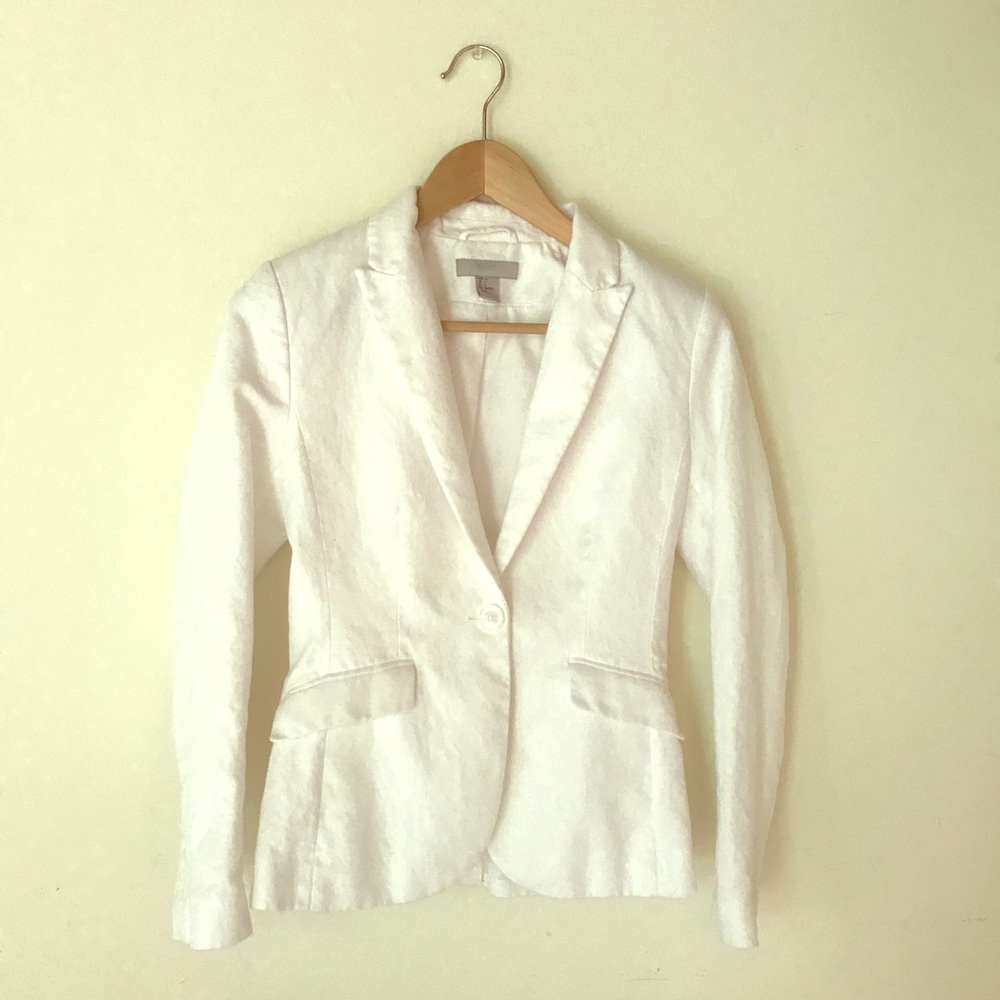 H&M White Linen Jacket Sz 4